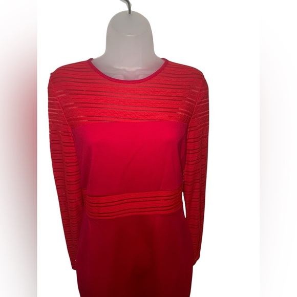 Bebe New NWT Red Long Sleeve Mesh Mini Dress Size Large - Picture 4 of 8